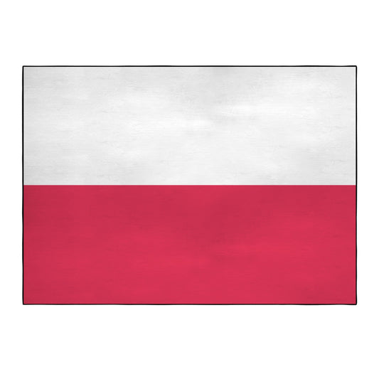Poland Flag Inspired 84x60 Inch Area Rug with Black Binding (Made in the USA)