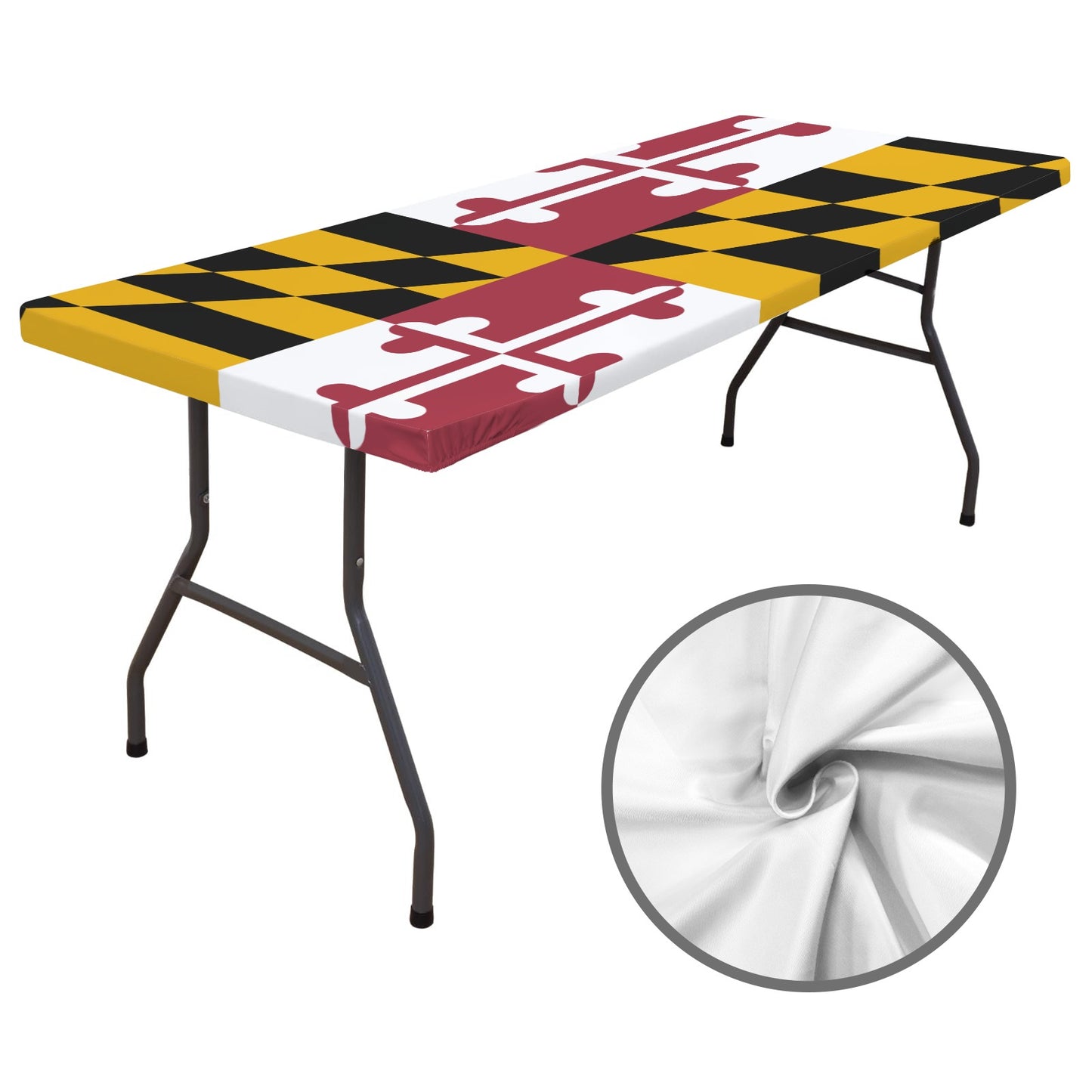 Maryland Flag Inspired Custom Elastic Fitted Tablecloth 72x30 inch (Made in the USA)