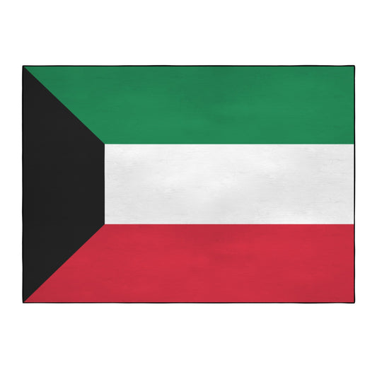 Kuwait Flag Inspired 84x60 Inch Area Rug with Black Binding (Made in the USA)