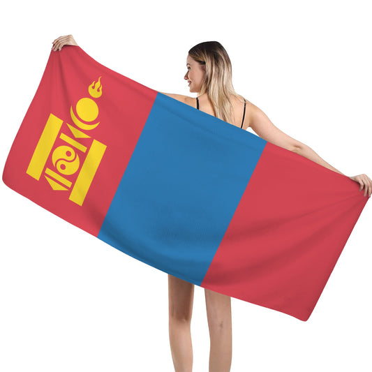 Mongolia Flag Inspired Custom Bath Towel 29"x58"(Made in USA)