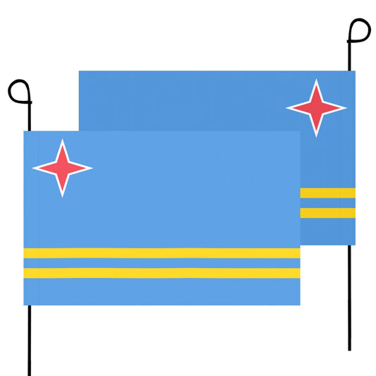 Blue Aruba flags with stars, yellow stripes. Luv My Flag.