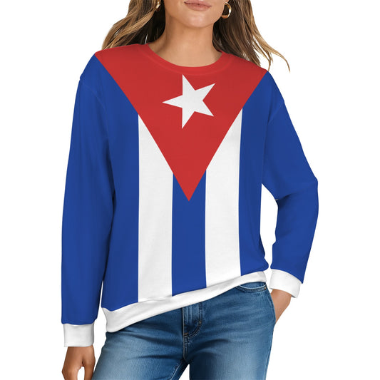 Cuba Flag Inspired Women's Crew Neck Sweater Printed in the USA