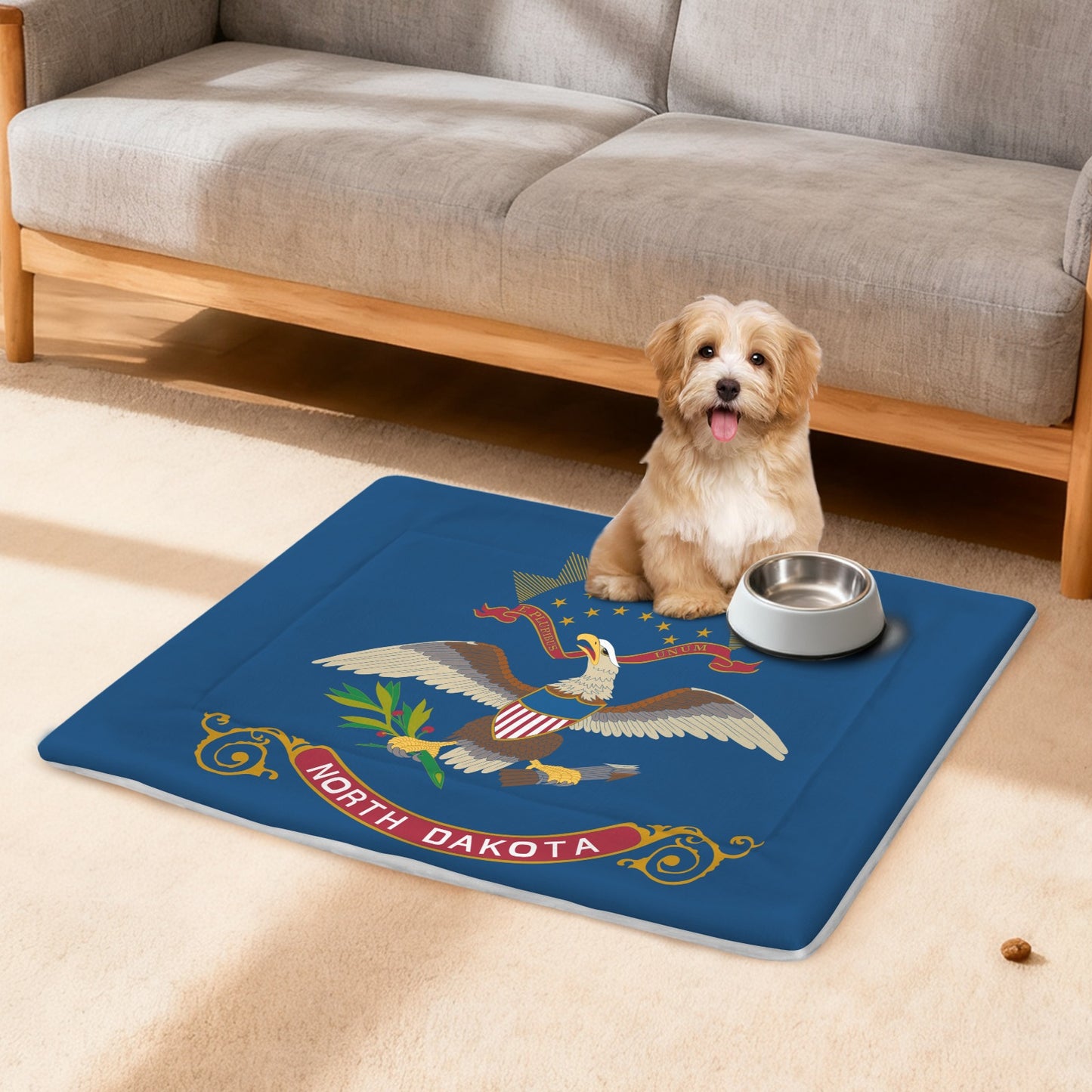 North Dakota Flag Inspired Pet Mat 25x18inch (Made in the USA)