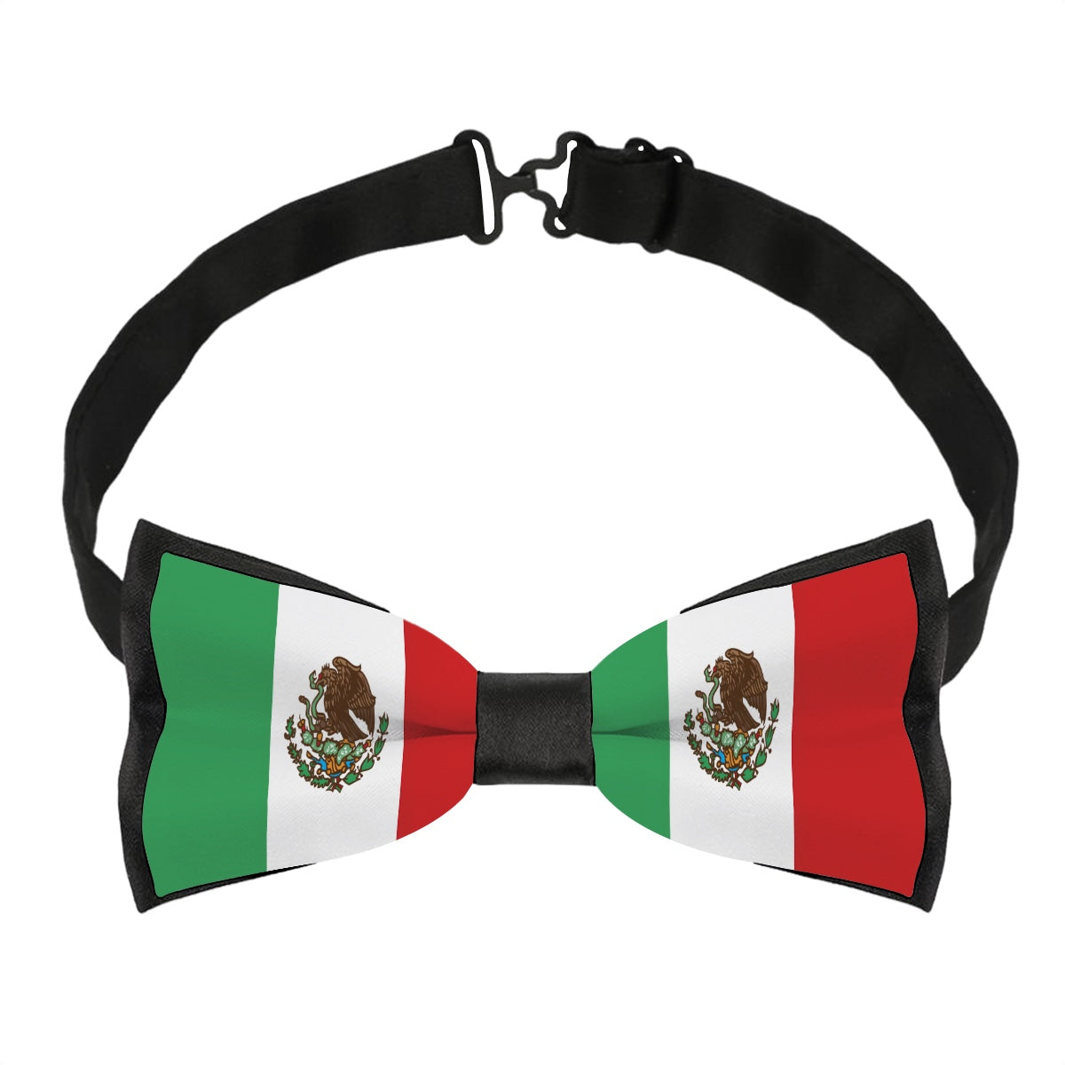 [Brand] bow tie featuring the Mexican flag design.