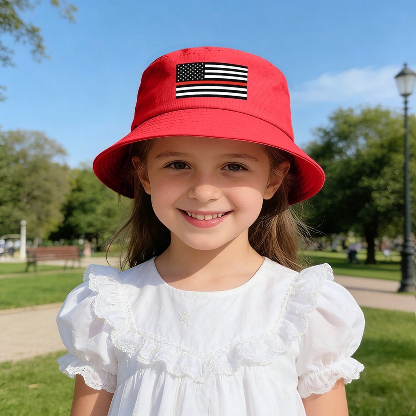 Thin Red Line Flag Inspired Kids’ Bucket Hat | Ships from USA