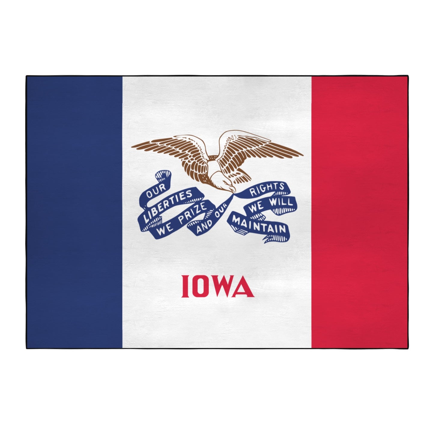 Iowa Flag Inspired 84x60 Inch Area Rug with Black Binding (Made in the USA)