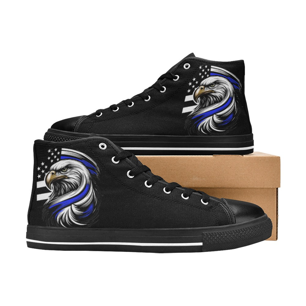 Thin Blue Line Eagle Mens High Top Canvas Shoes