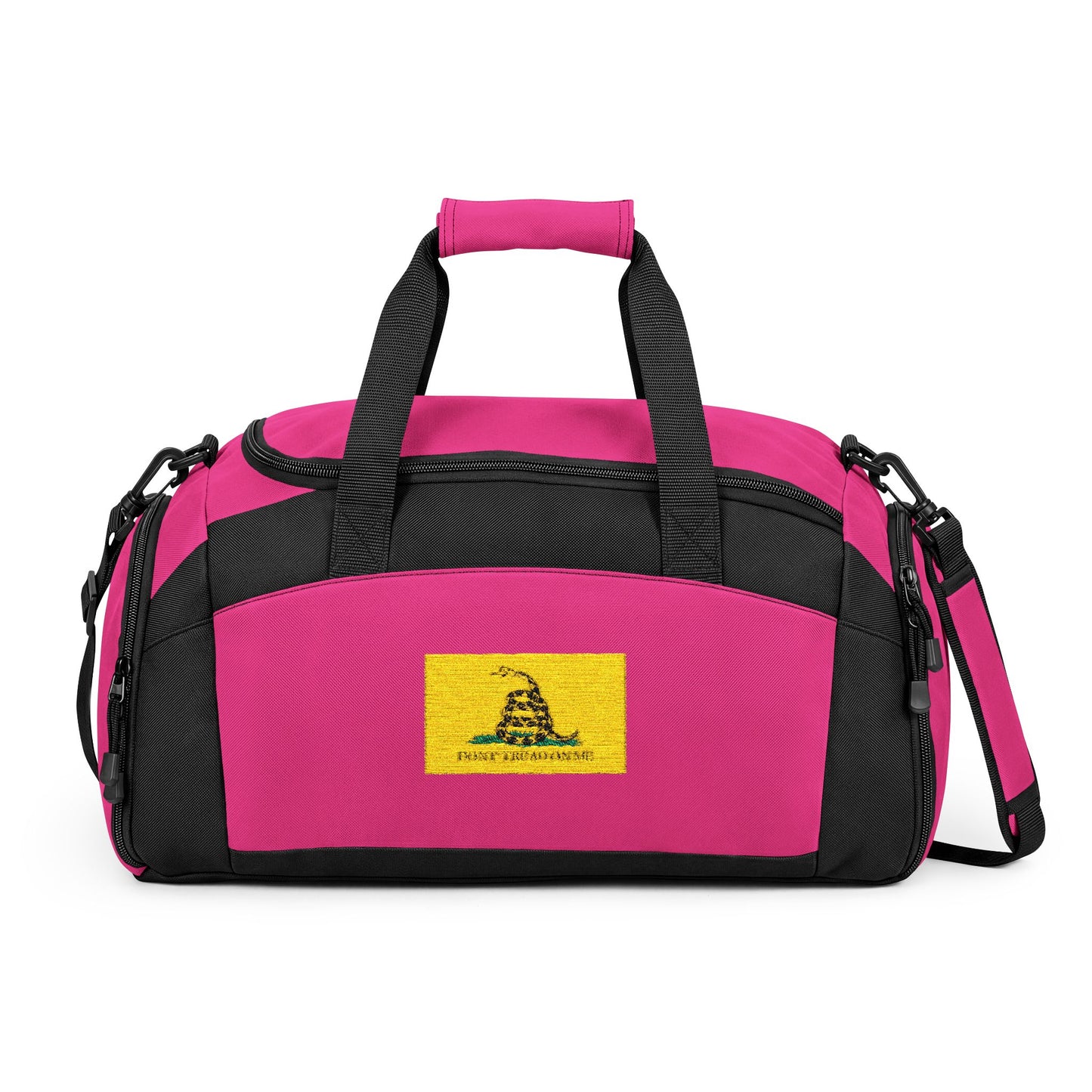 Gadsden Flag Gym Bag — Black Duffle with Embroidered Gadsden Flag