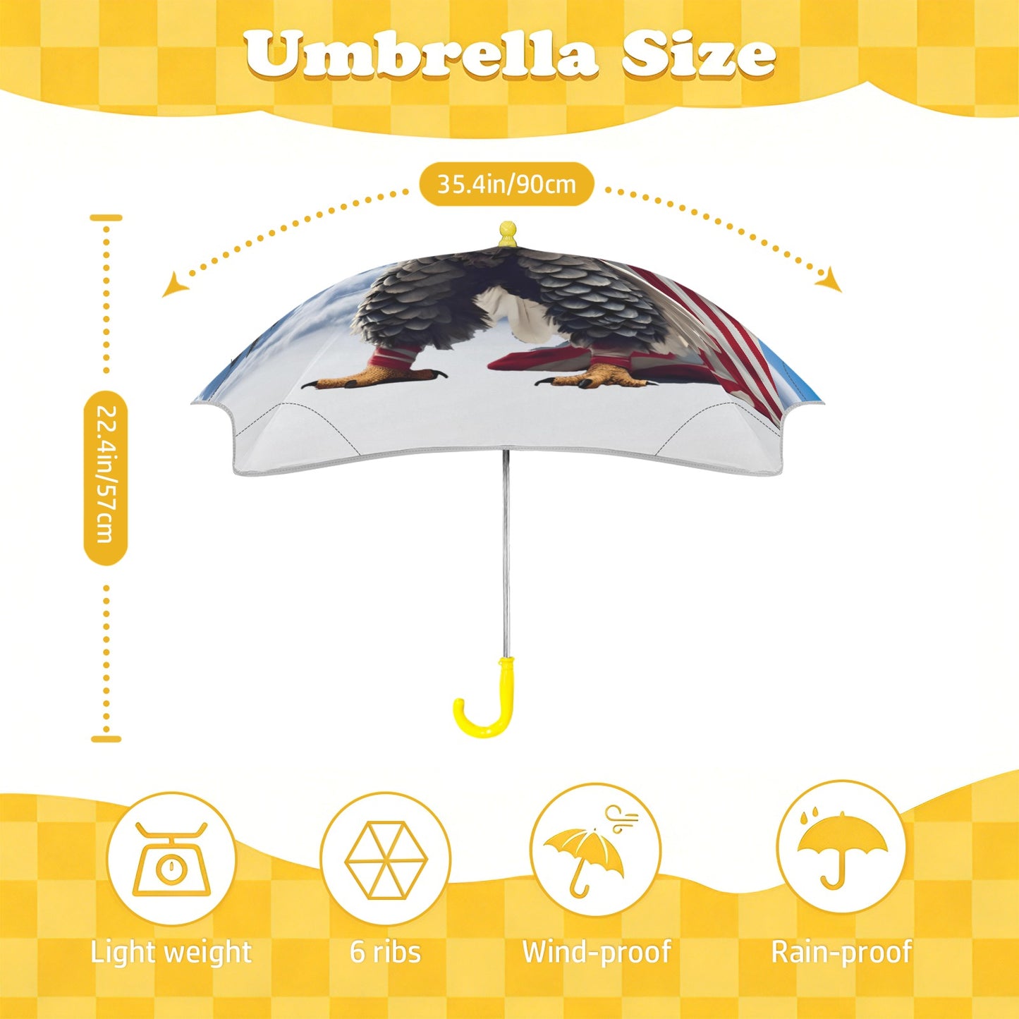 USA/American Flag Inspired Eagle with Cape Kids Safe Round Corner Umbrella