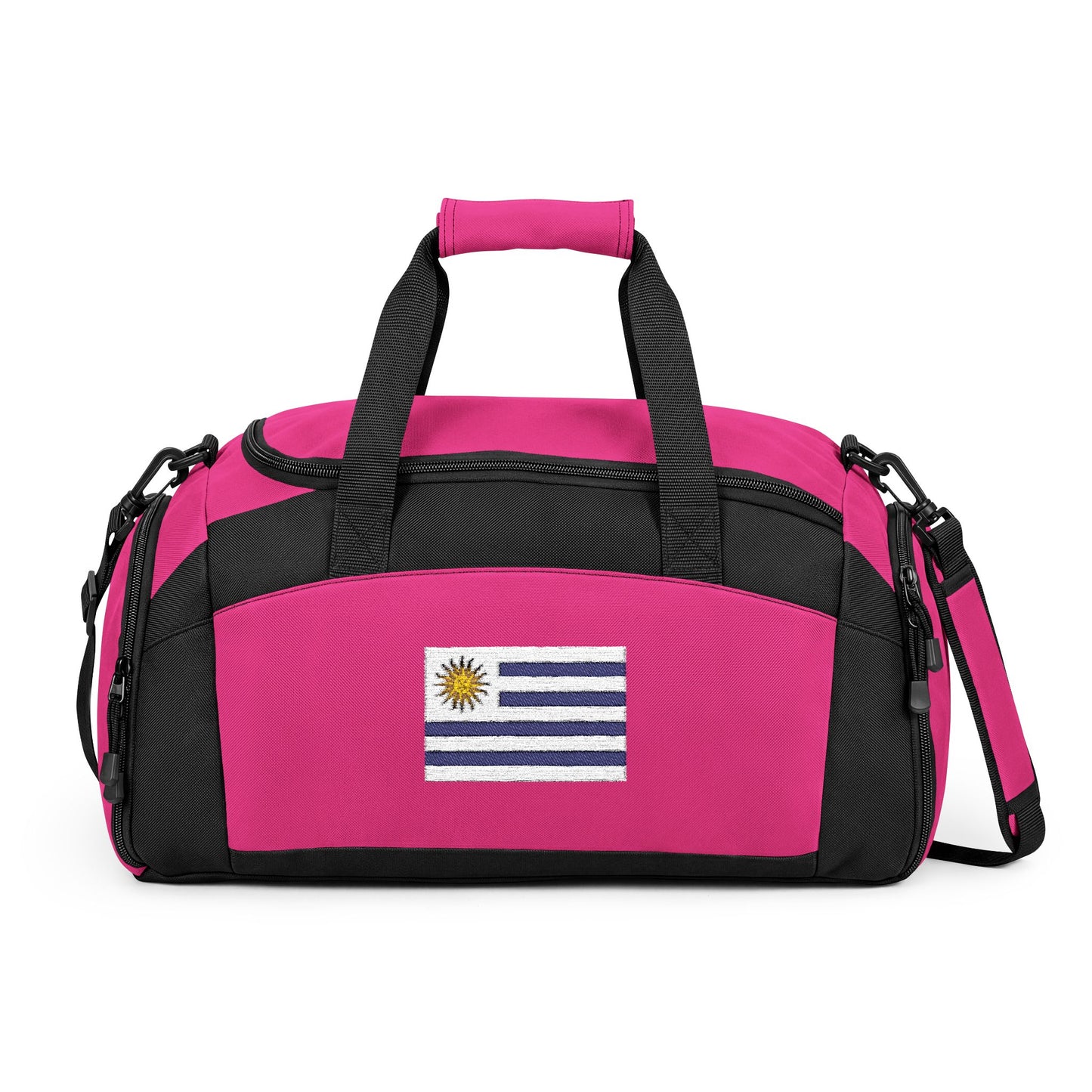 Uruguay Flag Gym Bag — Black Duffle with Embroidered Uruguay Flag