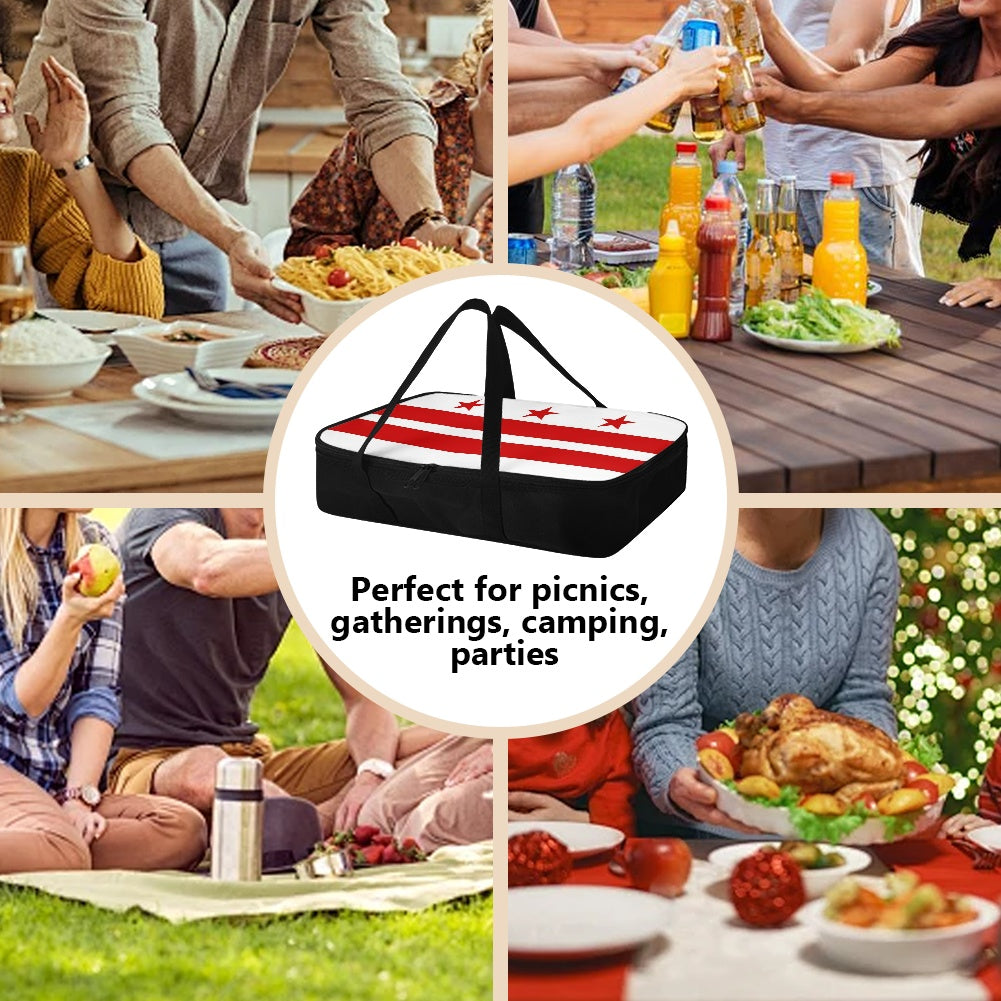 Washington D.C. Flag Inspired Insulated Casserole Carrier – Durable Hot & Cold Food Bag