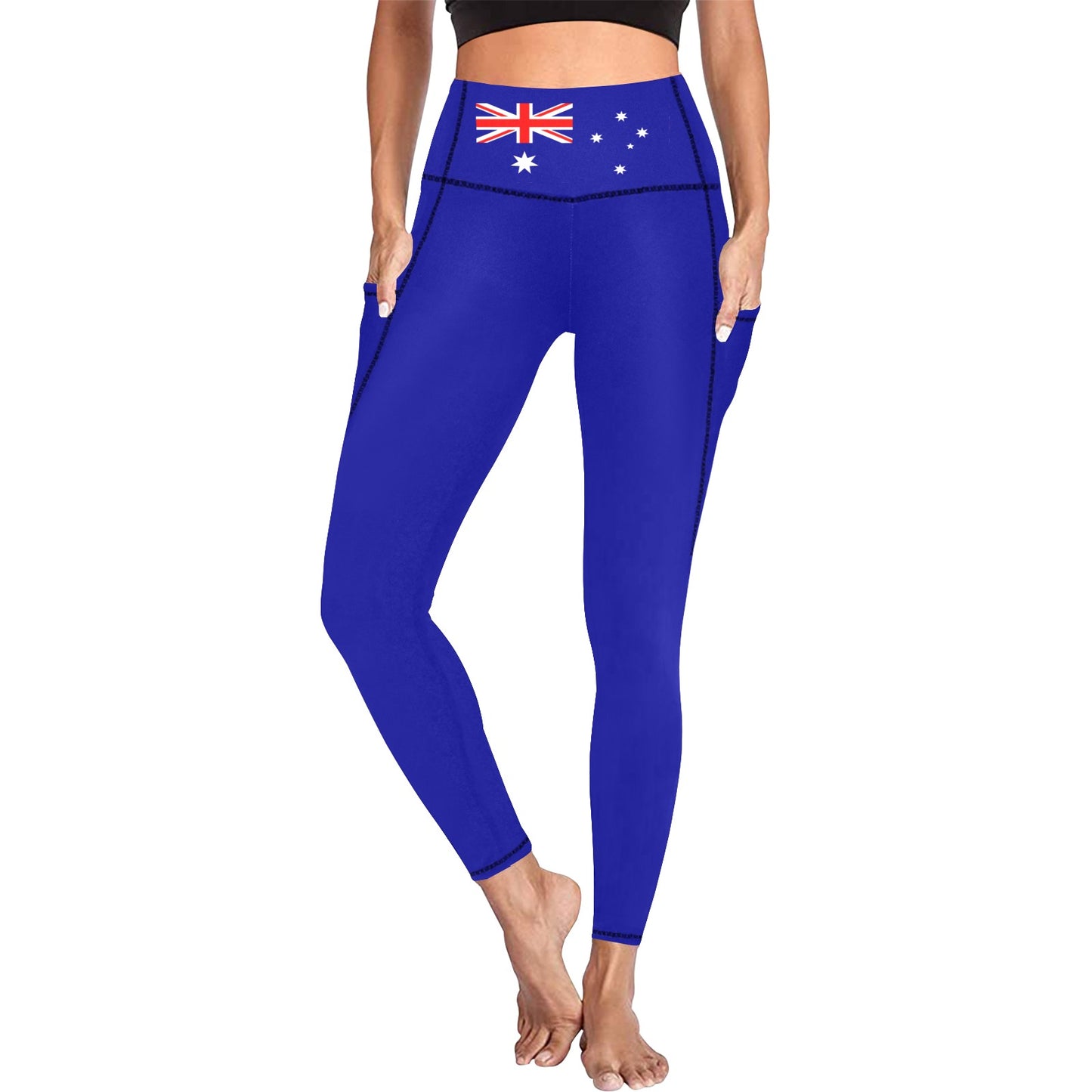 Australia Flag Inspired Women's High Waist Leggings with Pockets