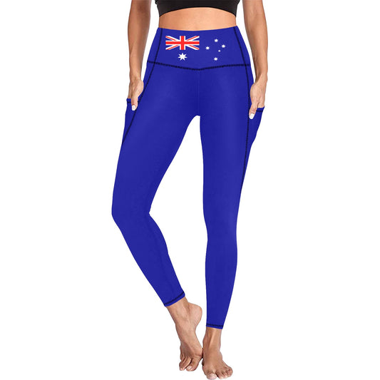 Australia Flag Inspired Women's High Waist Leggings with Pockets