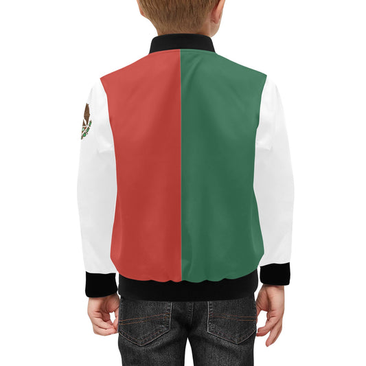 Mexico Flag Inspired Kids' Bomber Jacket with Pockets