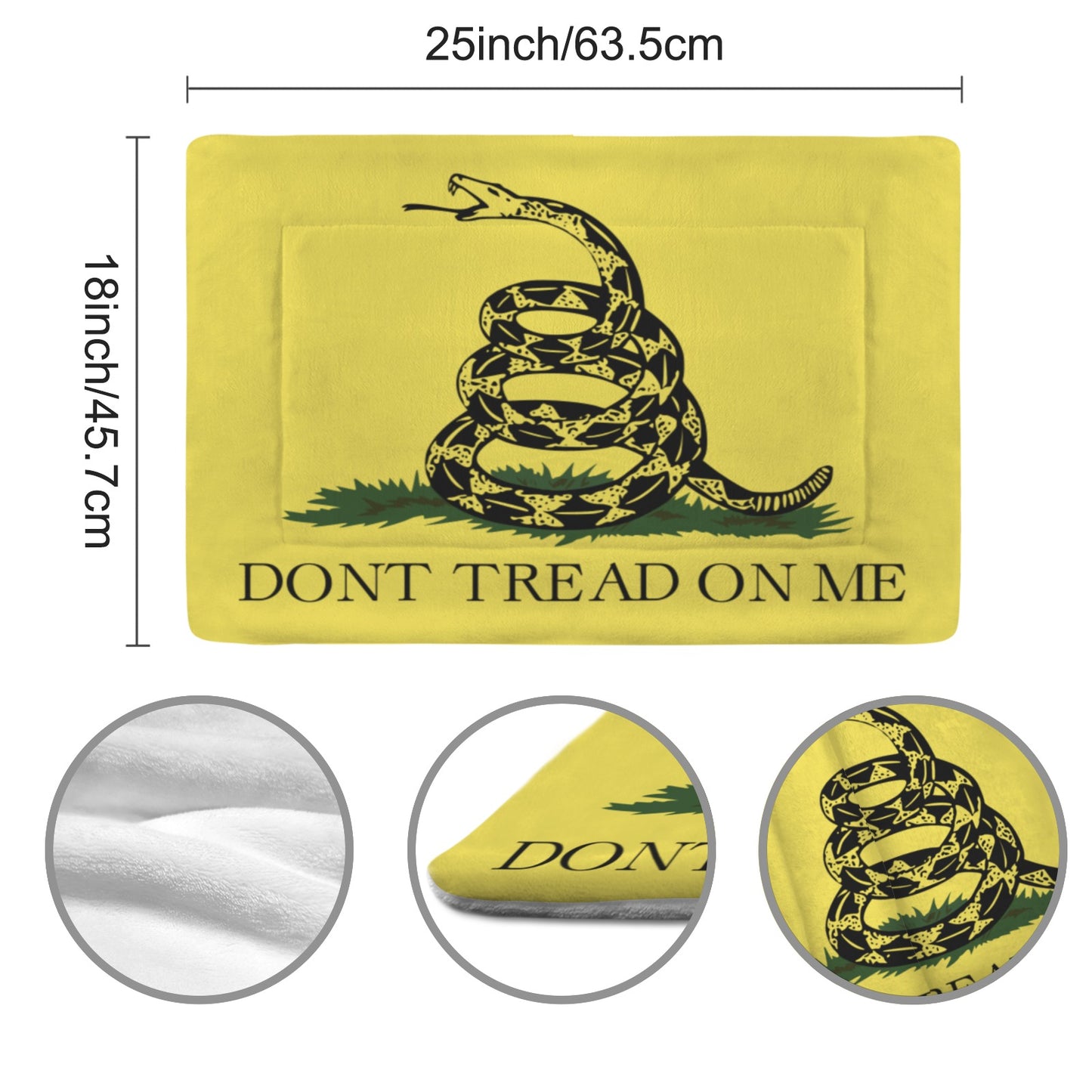 Gadsden Flag Inspired Pet Mat 25x18inch (Made in the USA)