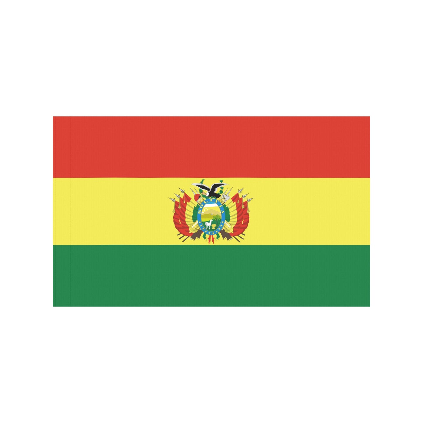 Bolivian flag design by Luv My Flag, vibrant colors.