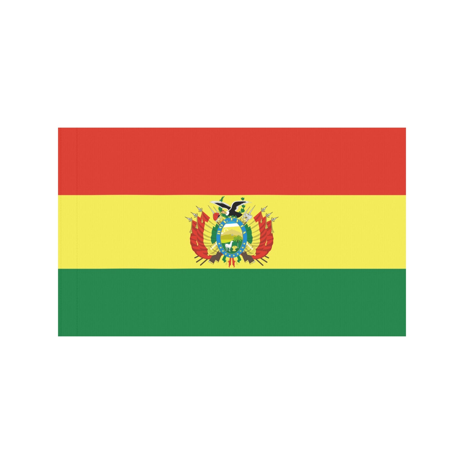 Bolivian flag design by Luv My Flag, vibrant colors.