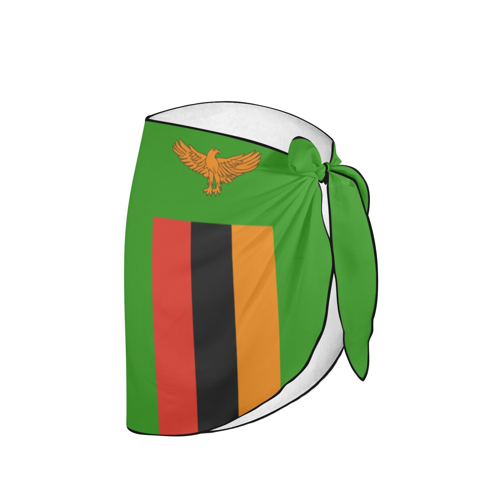 [Brand] sarong with Zambia flag design, featuring bold colors.