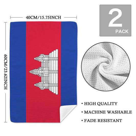 Cambodia Flag Inspired Kitchen Towel 40X60cm (Pack of 2) | Printed In the USA