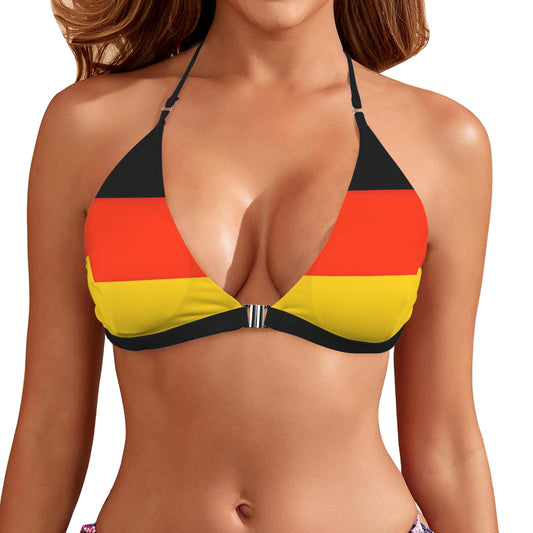 Germany Flag Inspired Front Buckle Triangle Bikini Top