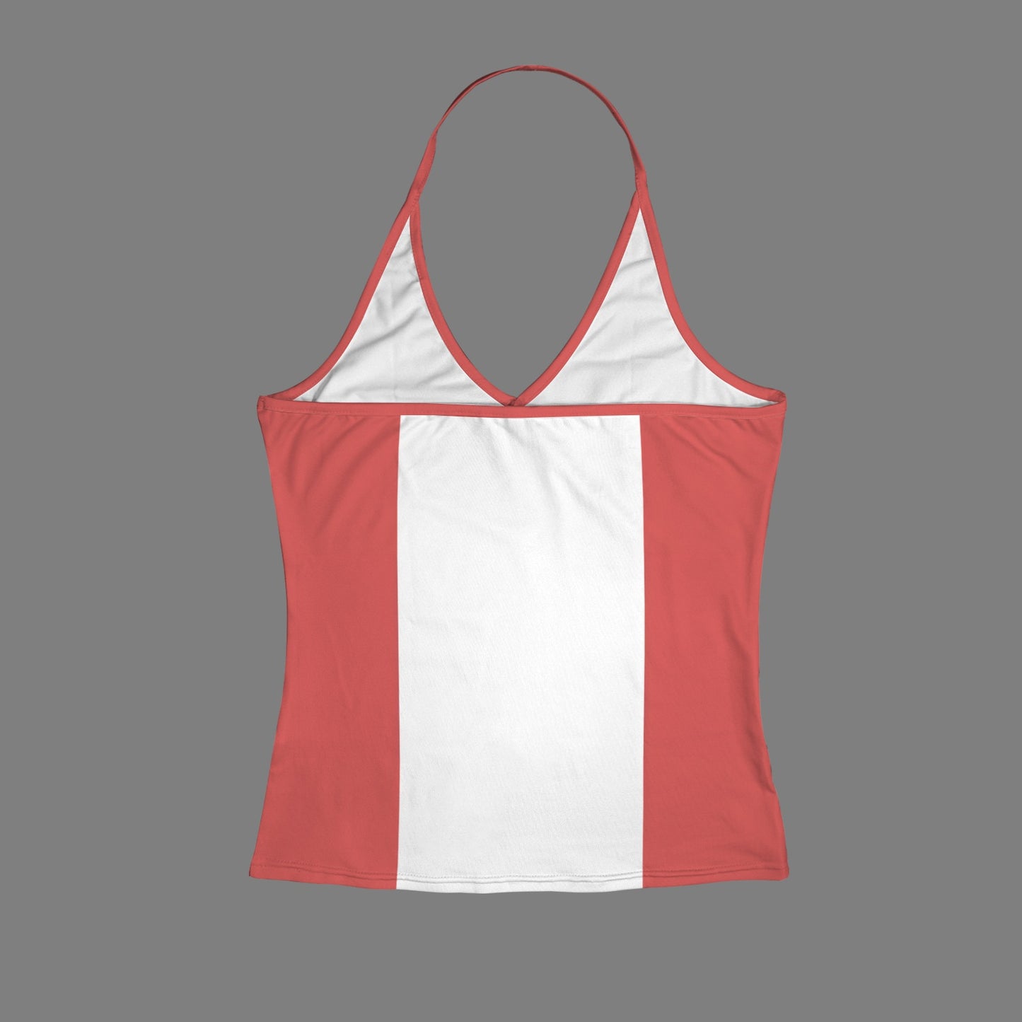 Canada Flag Inspired V-neck Halter Open Back Tank Top