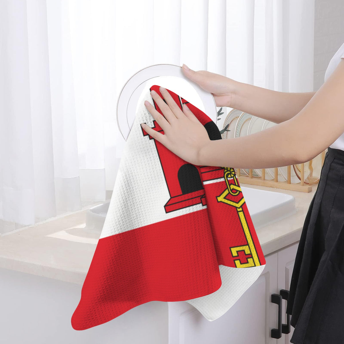 Gibralter Flag Inspired Kitchen Towel 40X60cm (Pack of 2) | Printed In the USA