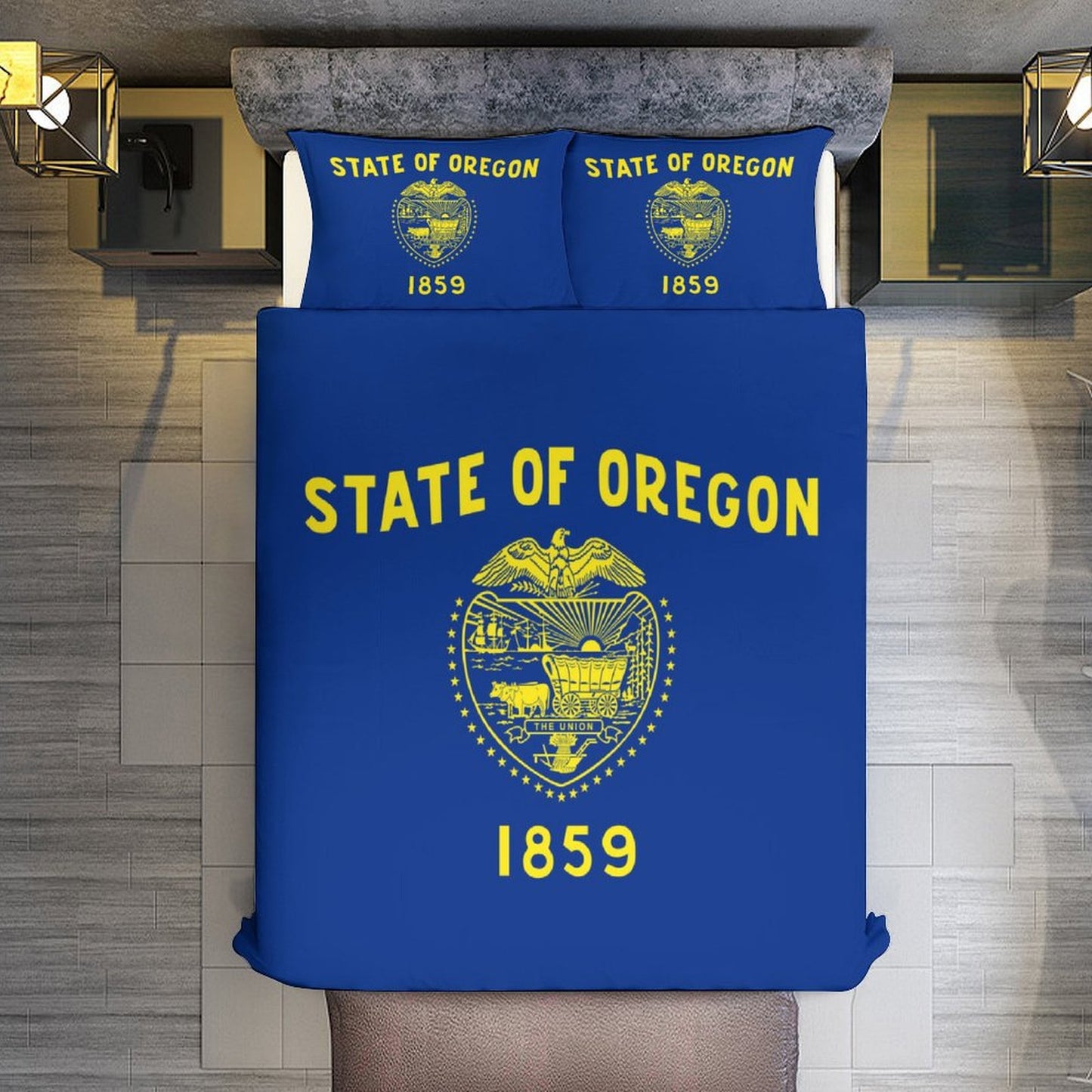 Oregon Flag Inspired 3-Piece Bedding Set (1 Duvet Cover + 2 Pillow Shams) – 102"×90"