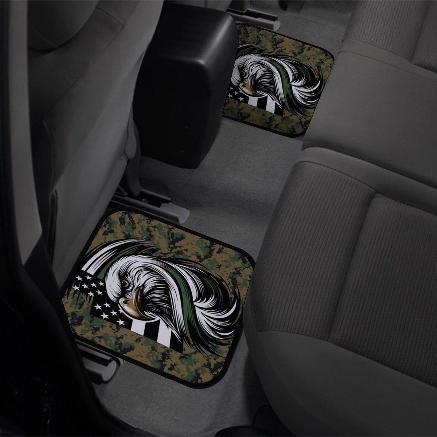 Thin Green Line Flag Inspired Eagle On Digital Camo Car Floor Mats(4pcs)