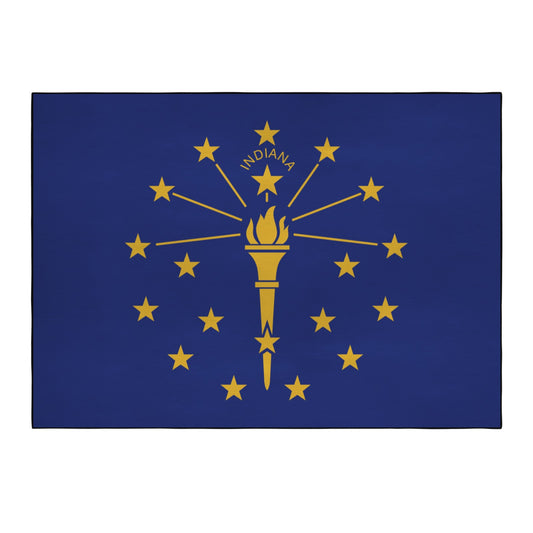 Indiana Flag Inspired 84x60 Inch Area Rug with Black Binding (Made in the USA)