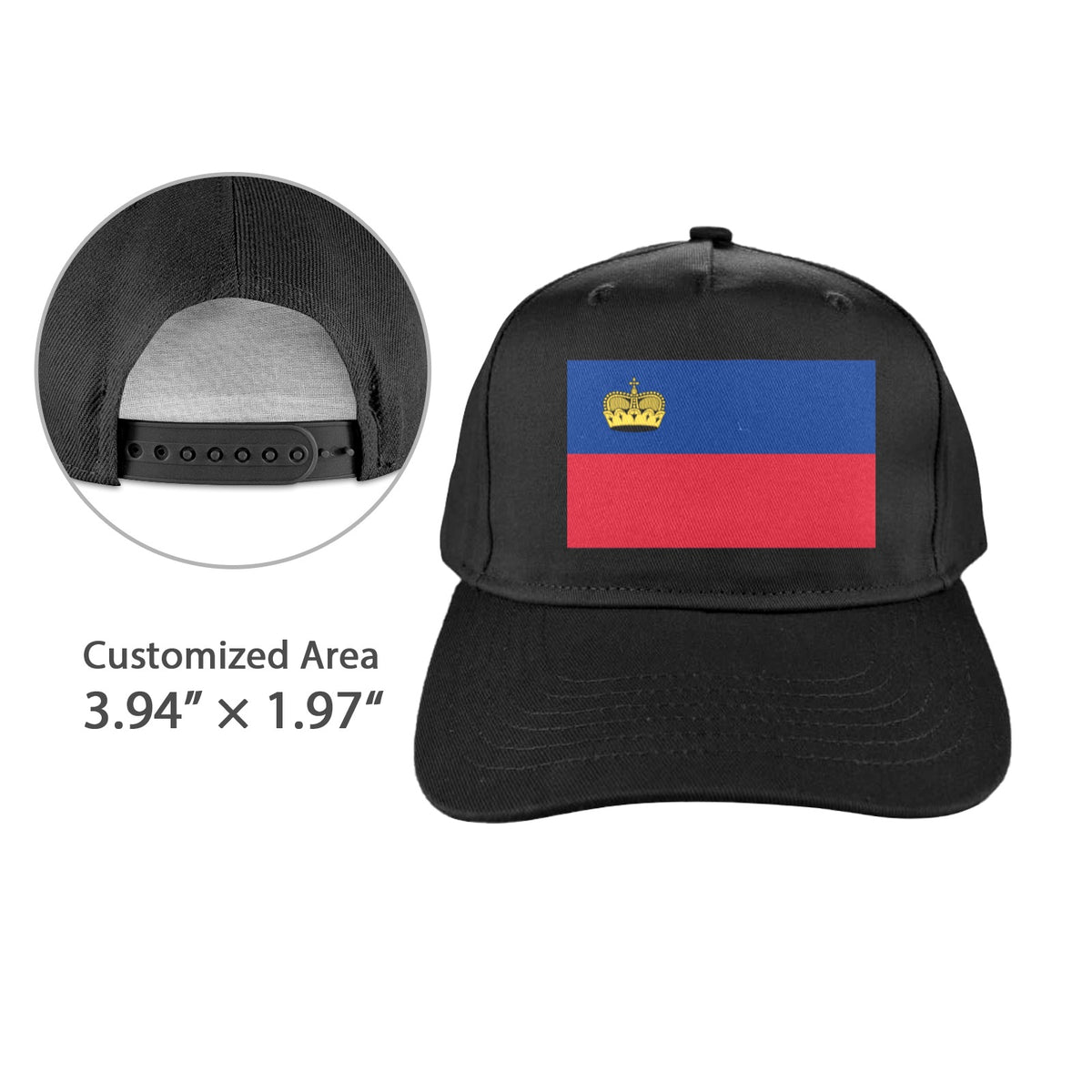 Liechtenstein Flag Inspired Baseball Cap | Printed in the USA