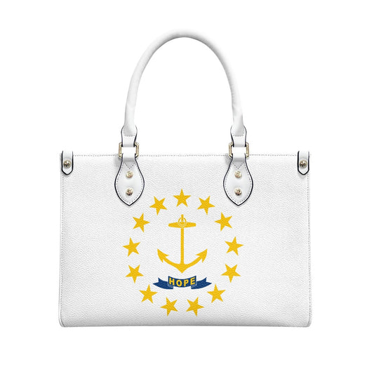 [Brand] white handbag with anchor and stars design.