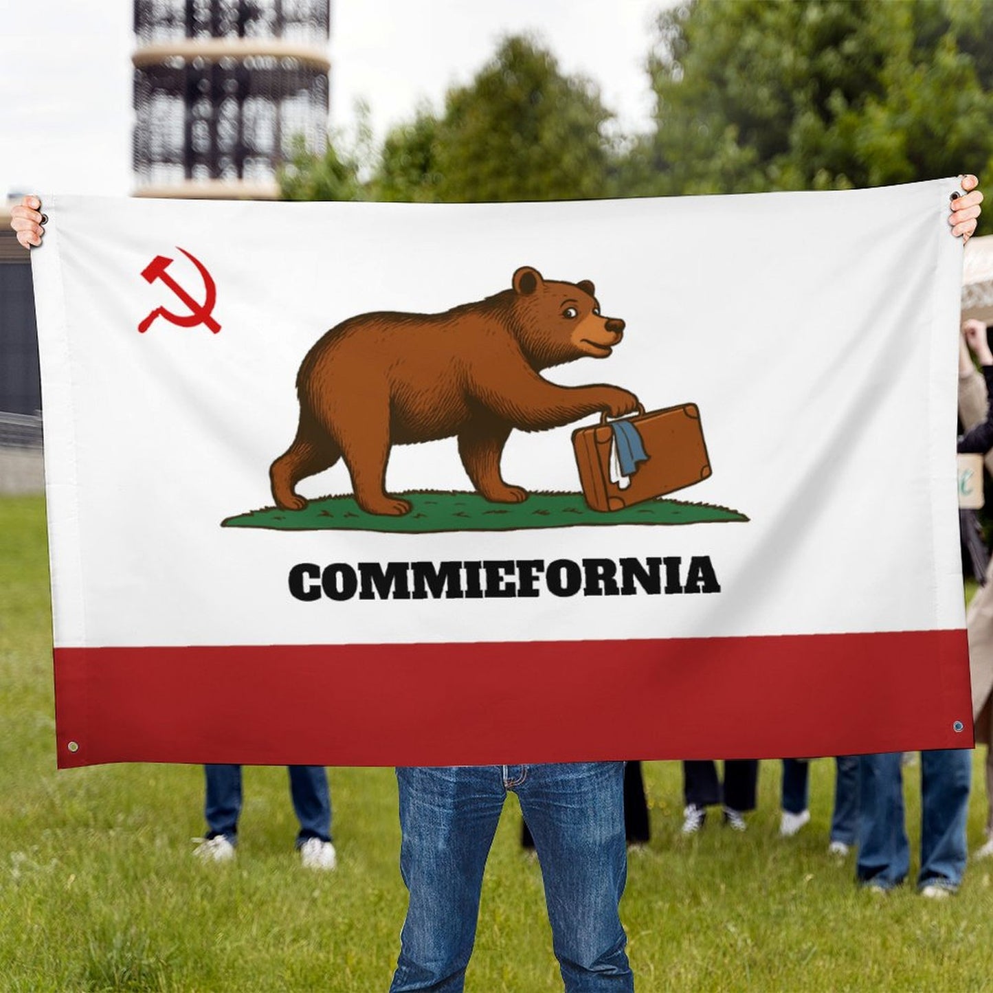 "Commiefornia" (California) Flag Inspired Wall Mount Flag with Four Grommets (35x59 in)