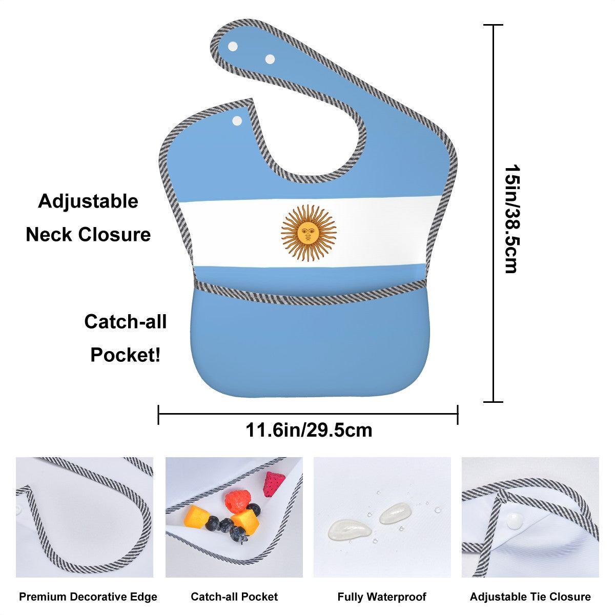 Argentina Flag Inspired Baby Bib