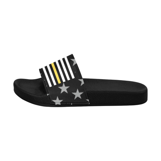 Thin Gold Line Flag Inspired Women's Slide Sandals
