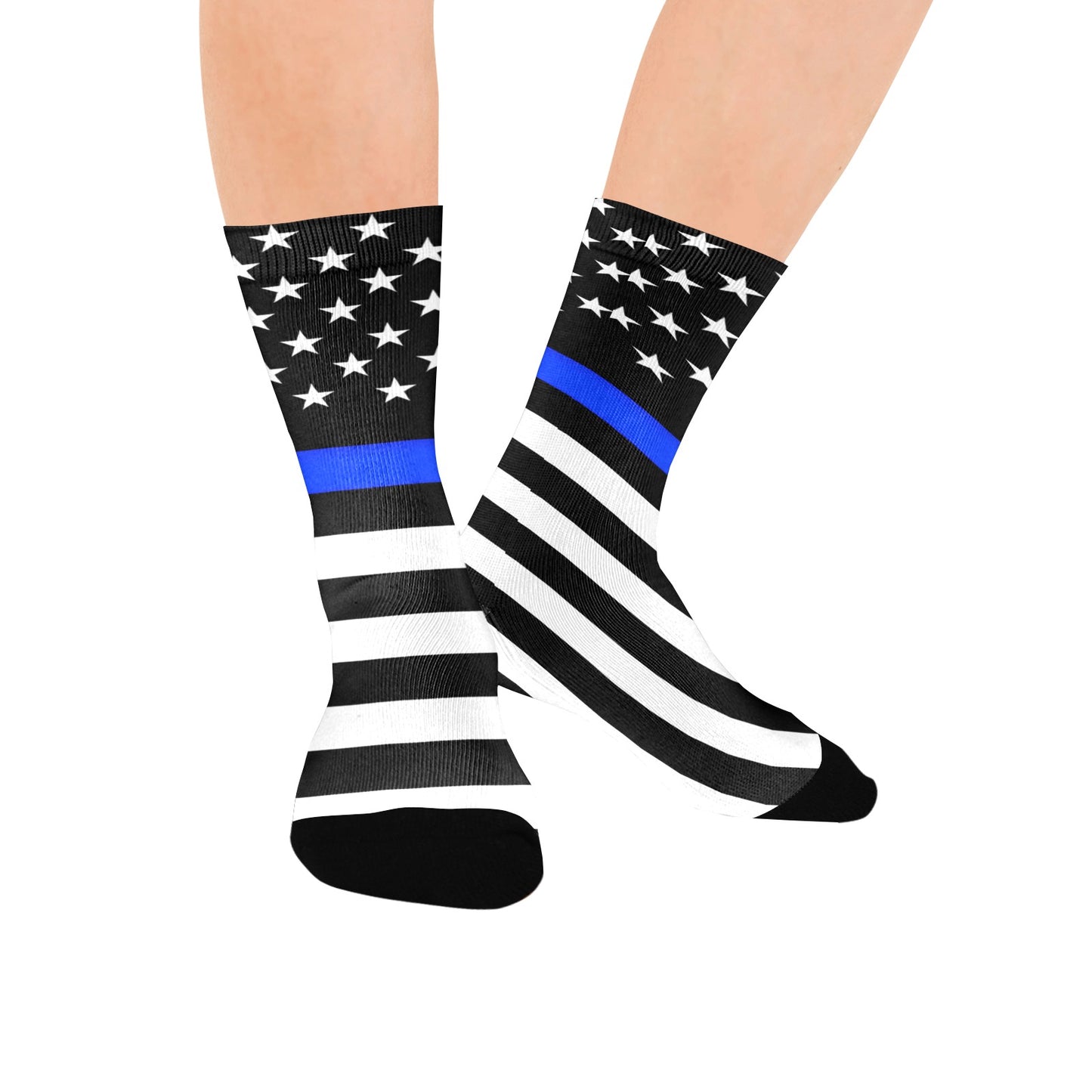 Thin Blue Line Flag Inspired Women's Custom  Socks (Made in the USA)