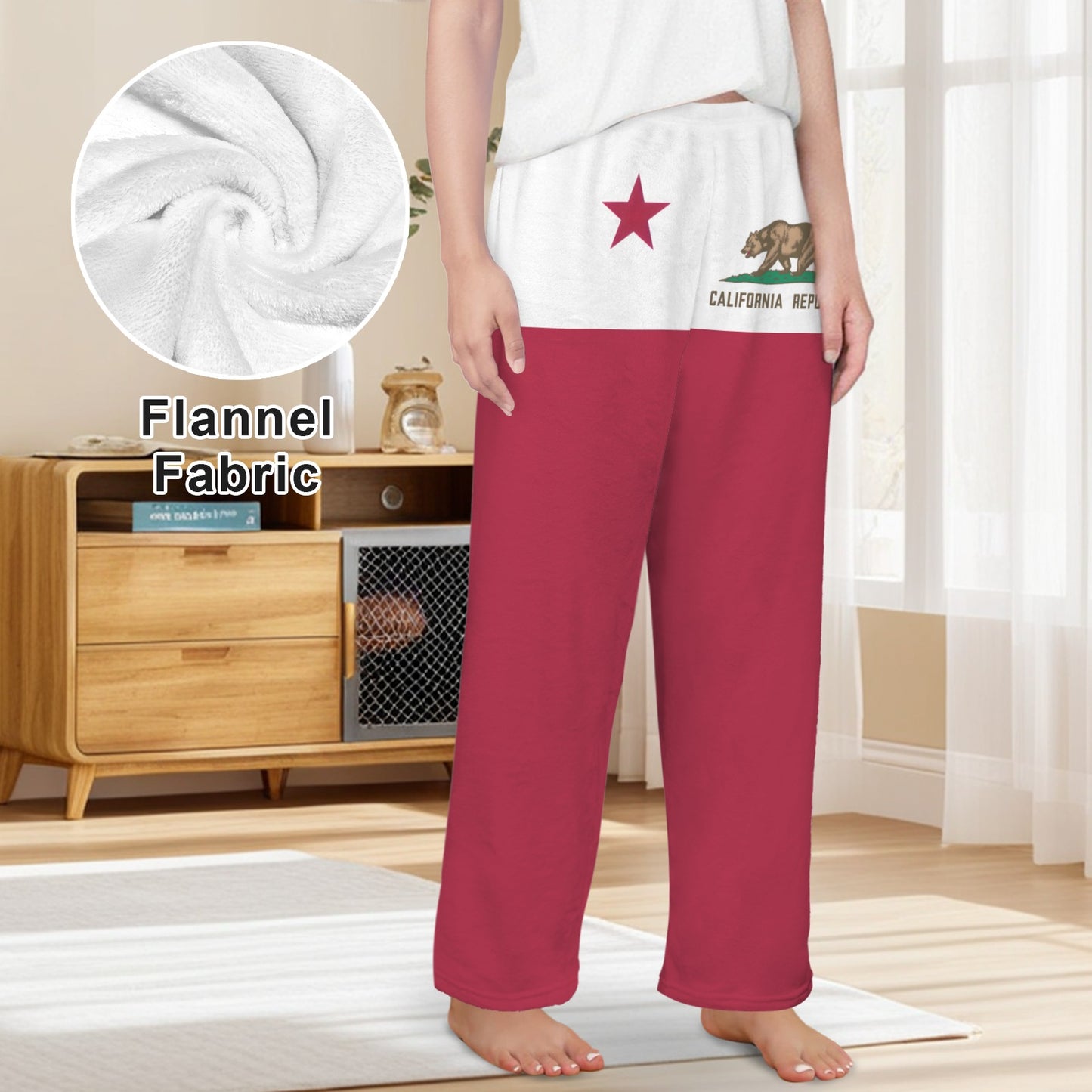 California Flag Inspired Women's Flannel Pajama Trousers Made in the USA