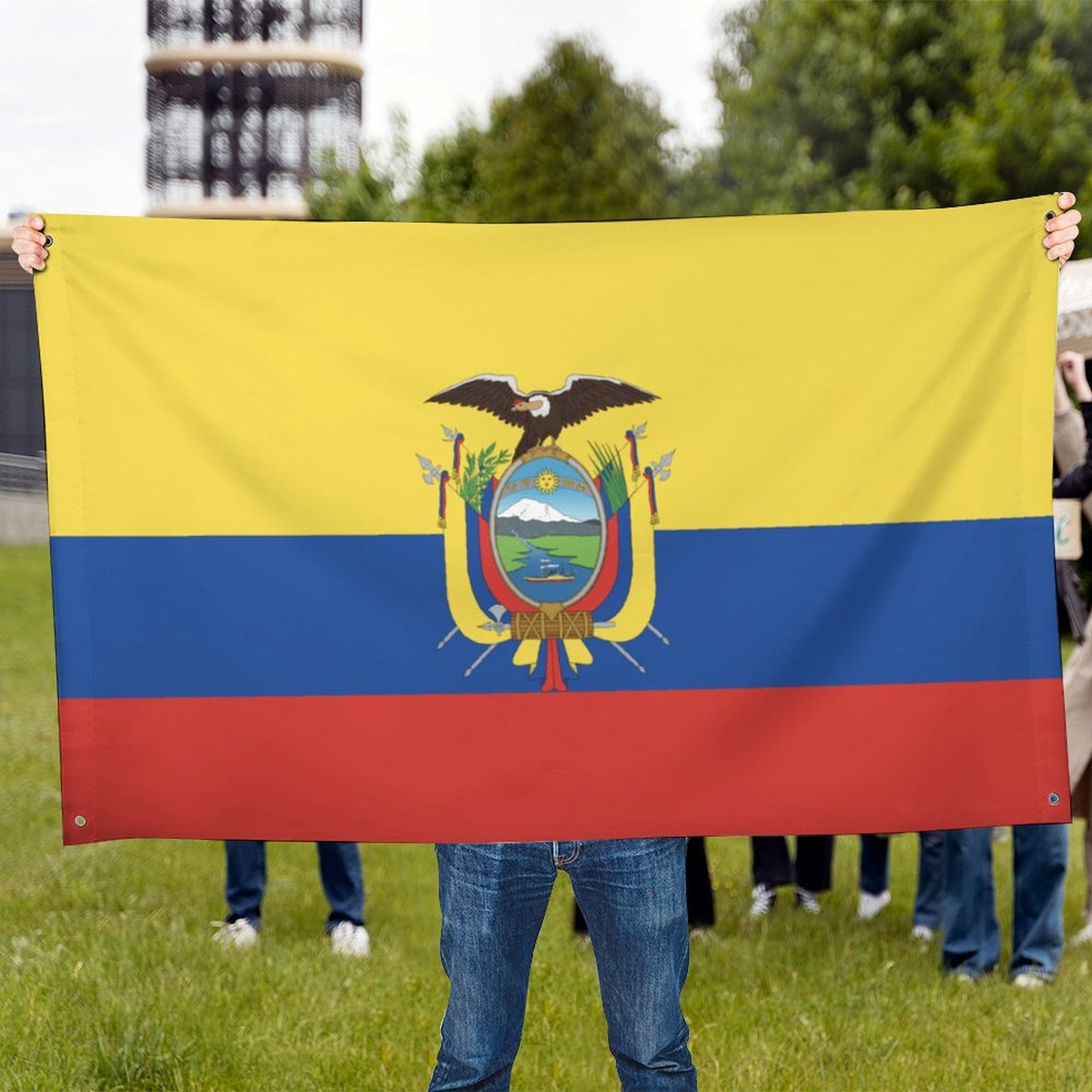 Ecuador Flag Inspired Wall Mount Flag with Four Grommets (35x59 in)