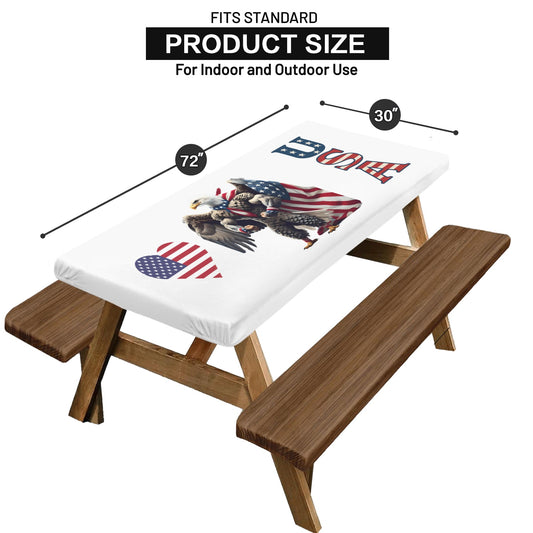 USA/American Flag Eagle with Cape Picnic Table Cover (72" x 30") (Made in the USA)
