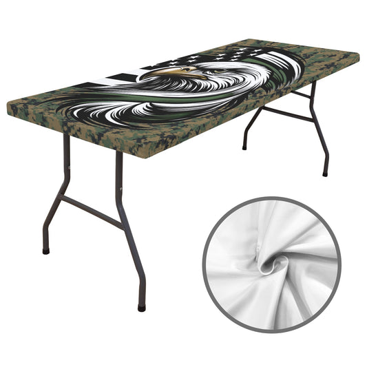 Thin Green Line Flag Inspired Eagle on Digital Camo Custom Elastic Fitted Tablecloth 72x30 inch (Made in the USA)