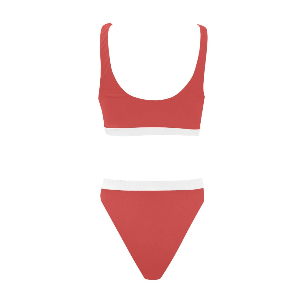 Canada Flag Inspired Sport Top & High-Waisted Bikini Swimsuit