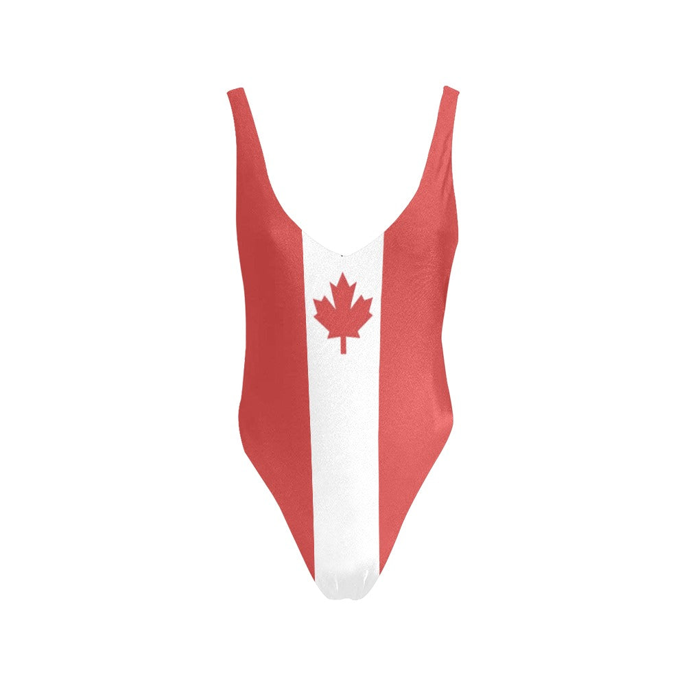 Canada Flag Inspired Women’s Backless One-Piece Swimsuit