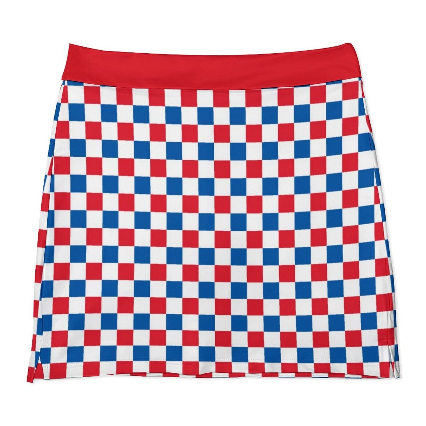 USA/American Flag Inspired Checkered Pattern Women’s Skort with Pocket
