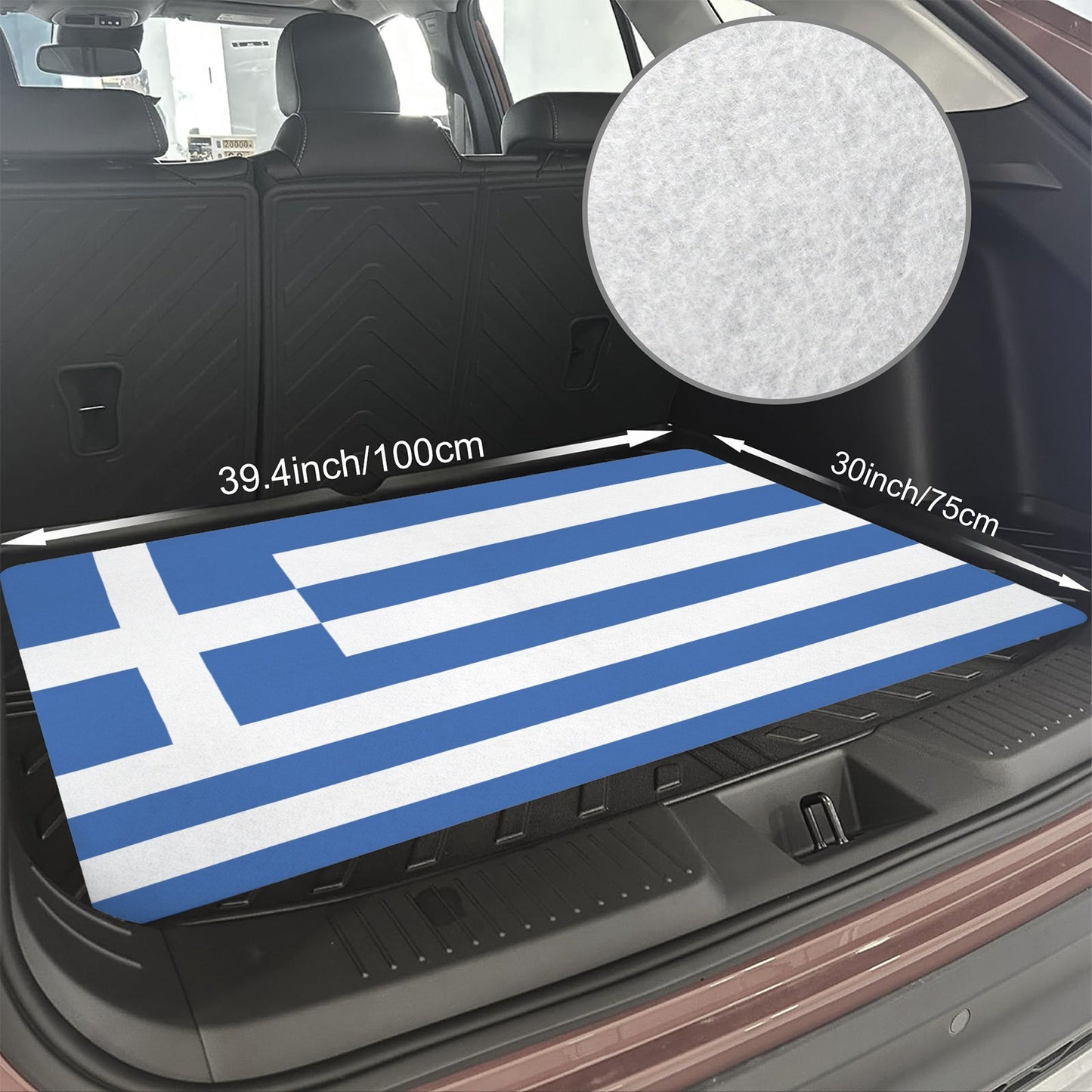Greece Flag Inspired Car Trunk Mat 100 × 75 cm / 39.4 × 30 in Printed in the USA
