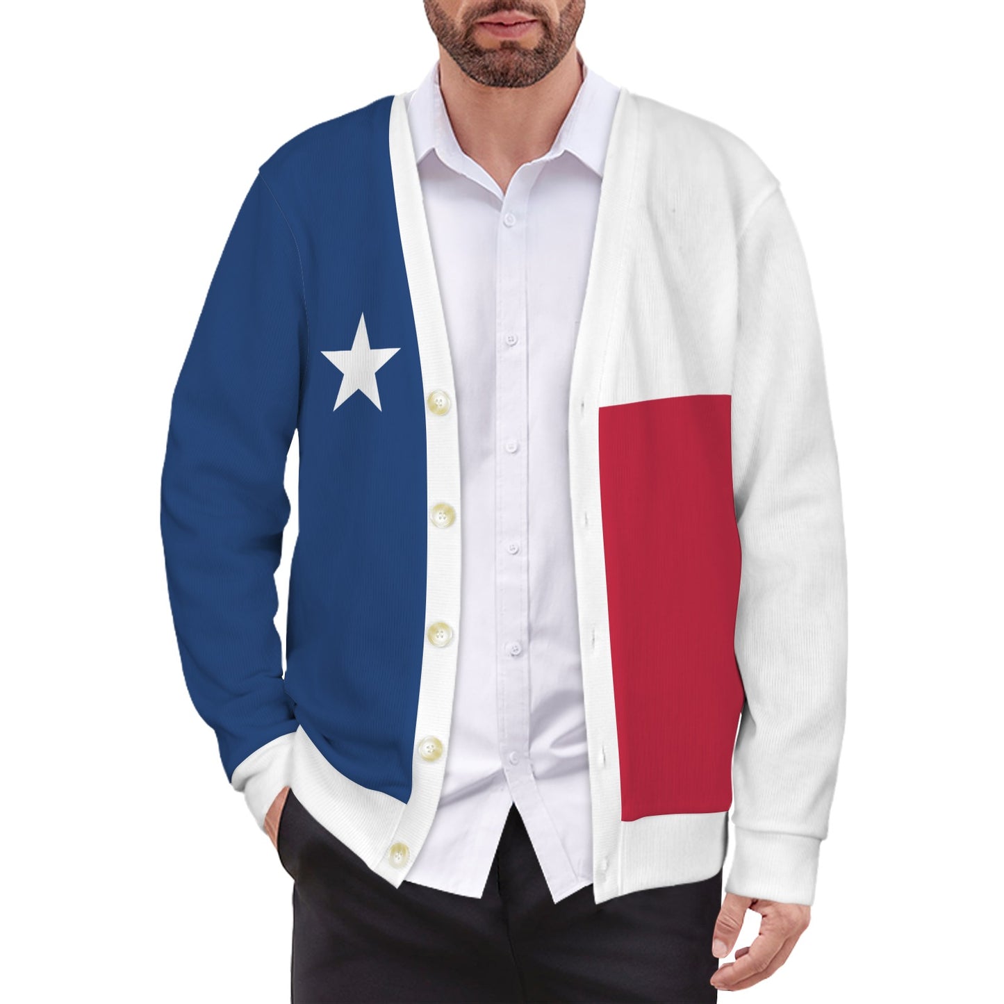 Texas Flag Inspired Men's Cardigan