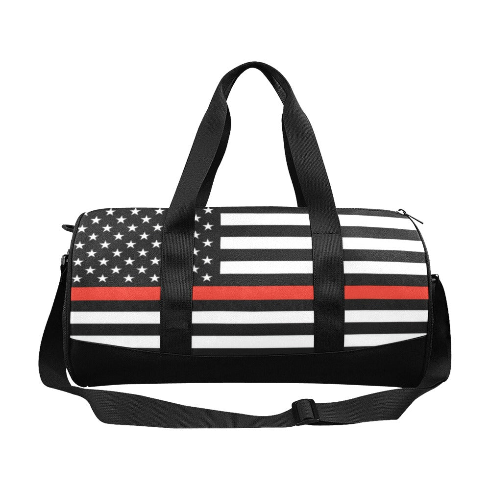 Thin Red Line Flag Inspired Travel Duffel Bag