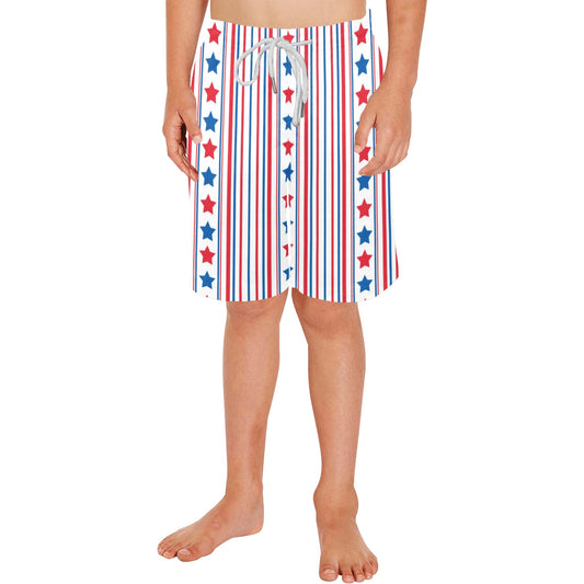 USA/American Flag Inspired Pattern Boys Beach Shorts