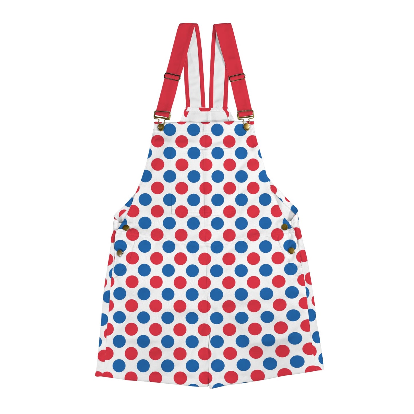 USA/American Flag Inspired Polka Dot Pattern Unisex Suspender Jumpsuit