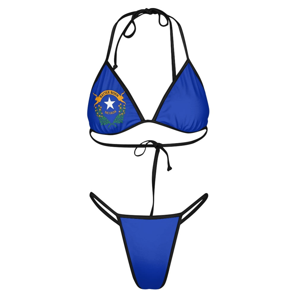 Nevada Flag Inspired Women's Triangle Bikini with Thong Bottom