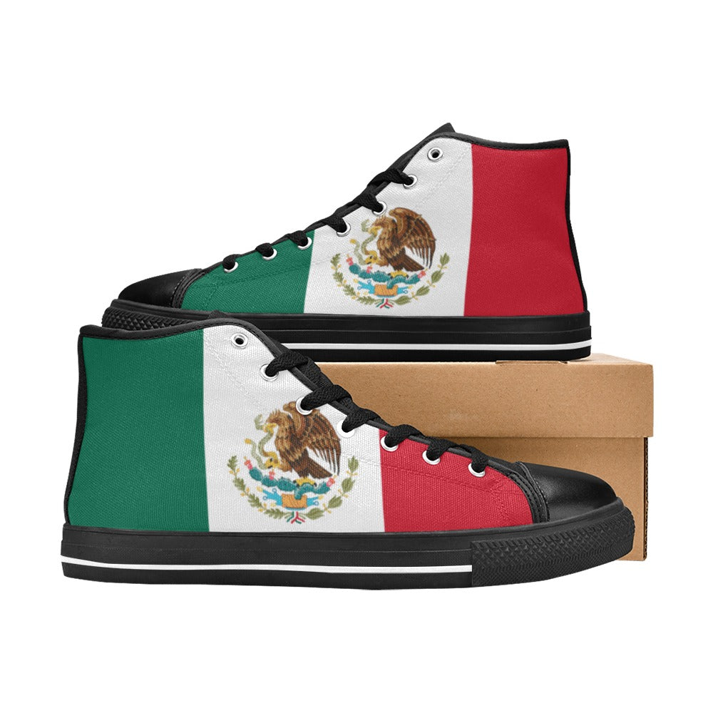 Mexico Flag Inspired Kid's High Top Canvas Shoes