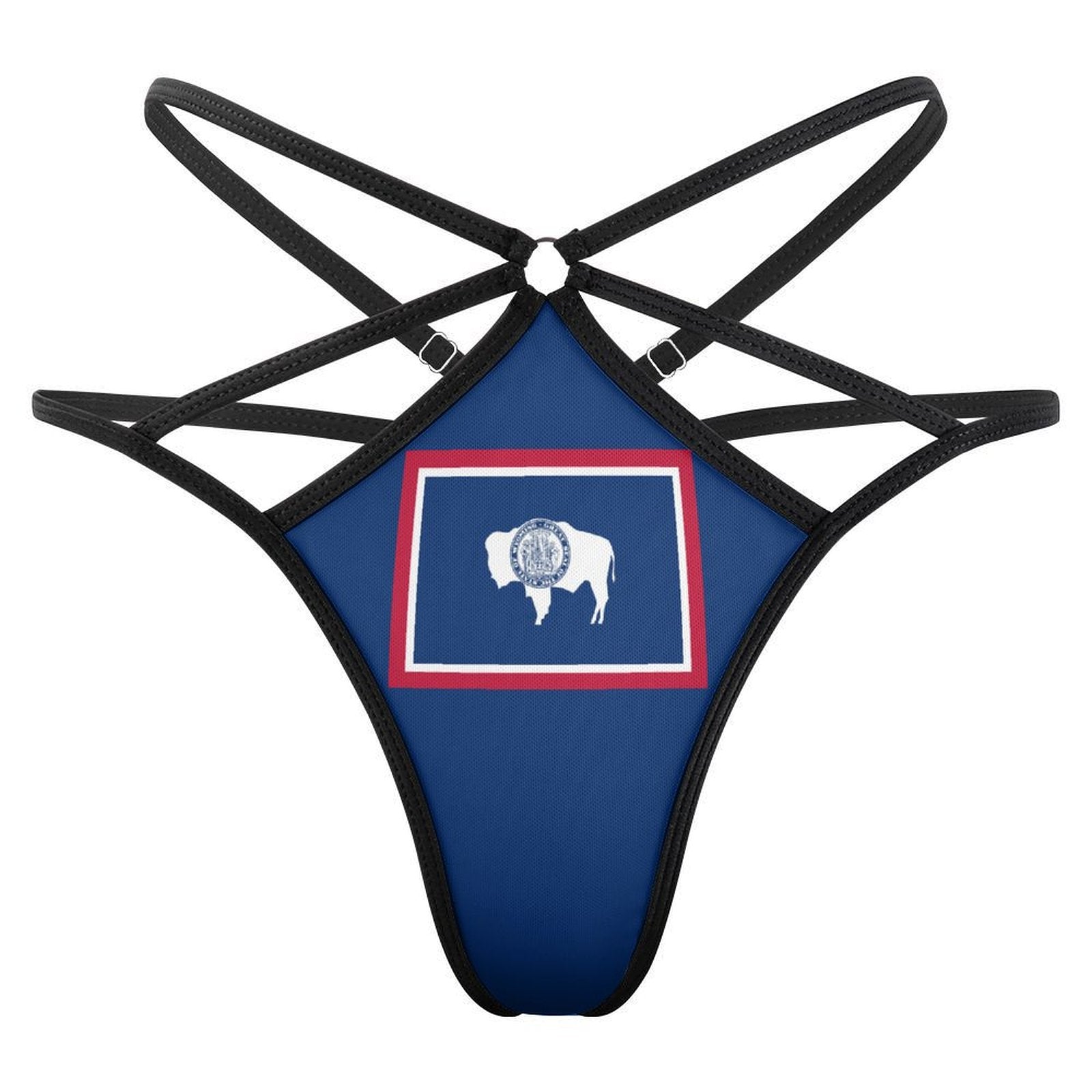 Strappy bikini with Wyoming flag design by [Brand].
